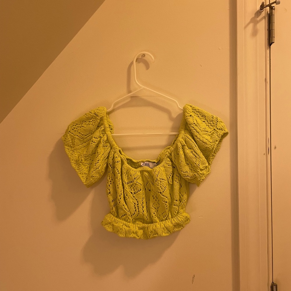 Zara Pointelle Knit Crop Top